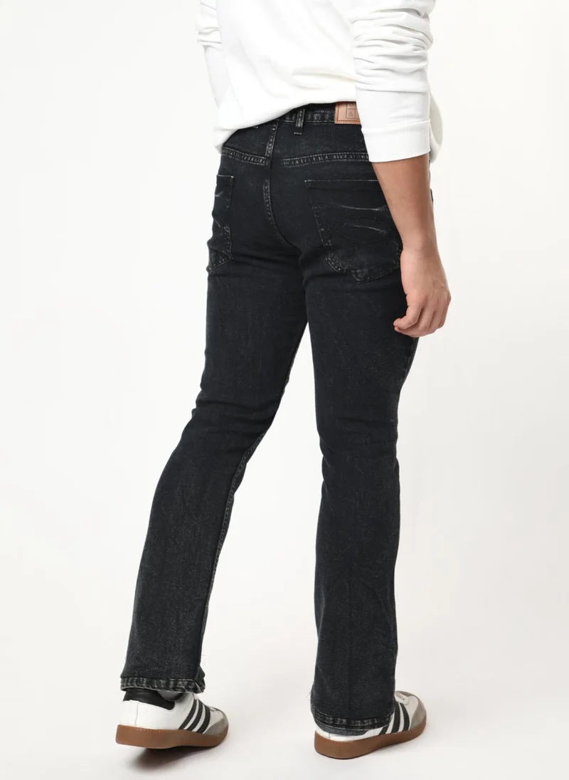 Urbano Fashion  Urbano Fashion Men's Black Bootcut Fit Mid Rise Acid Wash Jeans Stretchable for Men | Best Price UAE